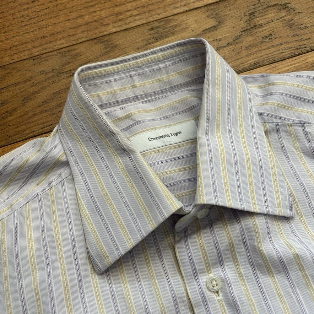 Ermengildo Zegna Striped Tailored Button Up Shirt 41 16